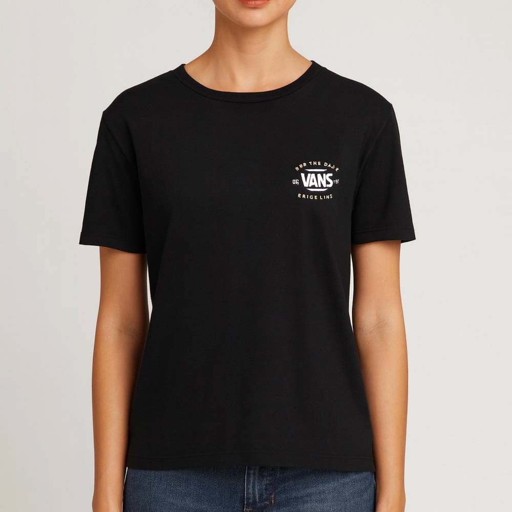 VANS Mean Cat Graphic Tee Black Cotton Crew Neck Short Sleeve unisex ‎ XS